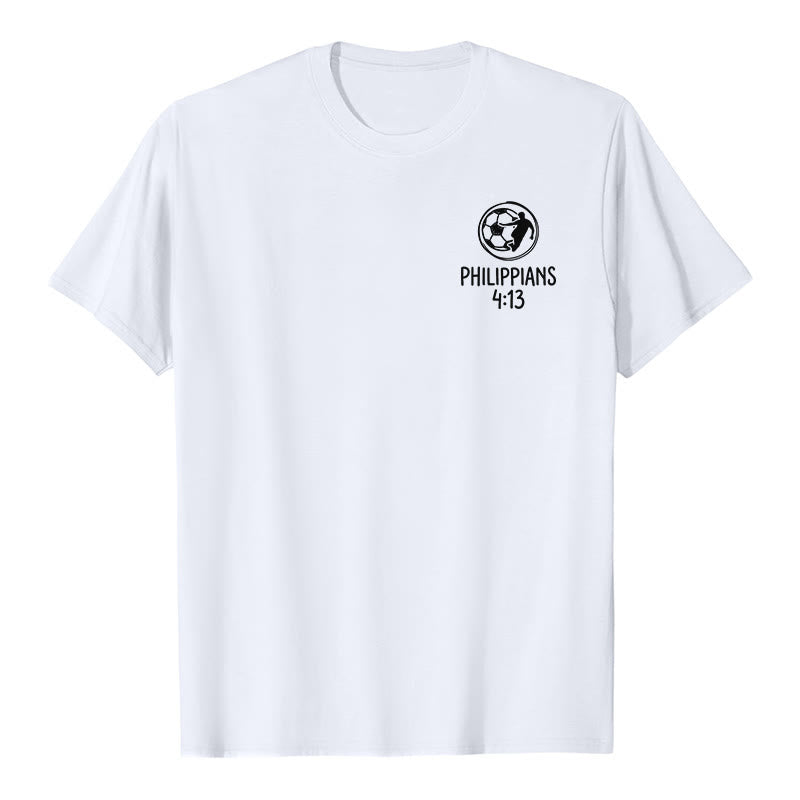 Christianartworkshop Philippians 4:13 Soccer Cross Premium Kurzarm-T-Shirt - image 7