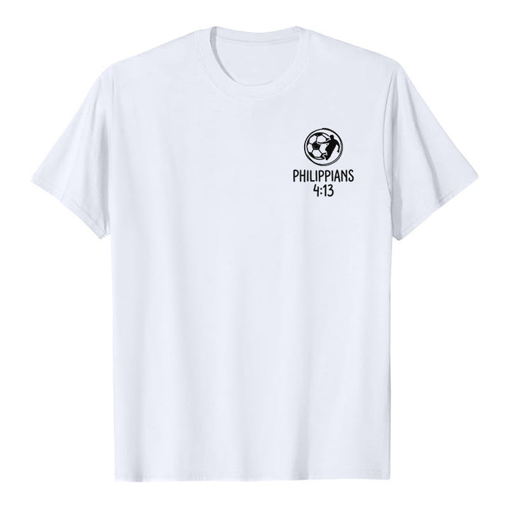 Christianartworkshop Philippians 4:13 Soccer Cross Premium Kurzarm-T-Shirt - image 7
