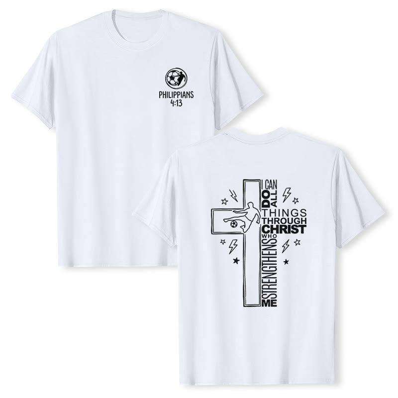 Christianartworkshop Philippians 4:13 Soccer Cross Premium Kurzarm-T-Shirt - Weiß - 2XL - image 6