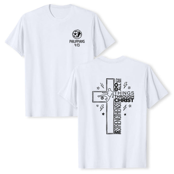 Christianartworkshop Philippians 4:13 Soccer Cross Premium Kurzarm-T-Shirt - Weiß - 2XL - image 6