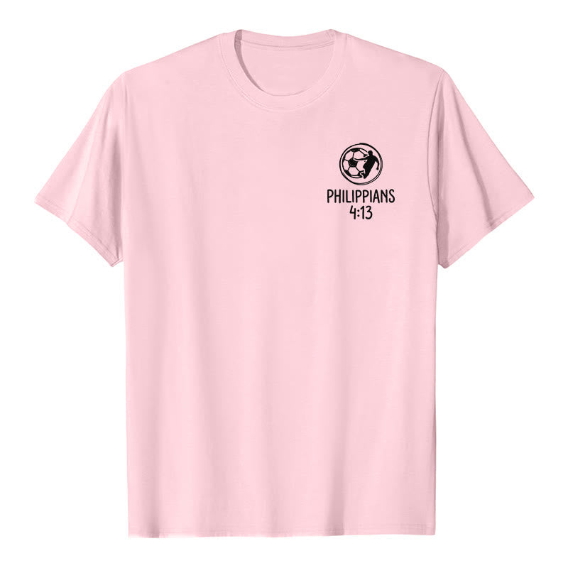 Christianartworkshop Philippians 4:13 Soccer Cross Premium Kurzarm-T-Shirt - image 10