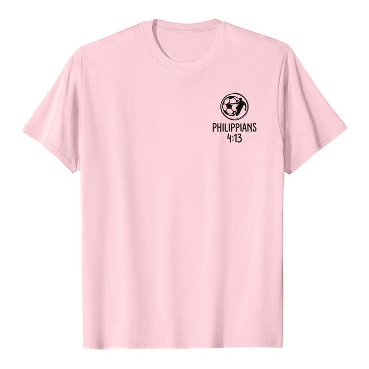 Christianartworkshop Philippians 4:13 Soccer Cross Premium Kurzarm-T-Shirt - image 10