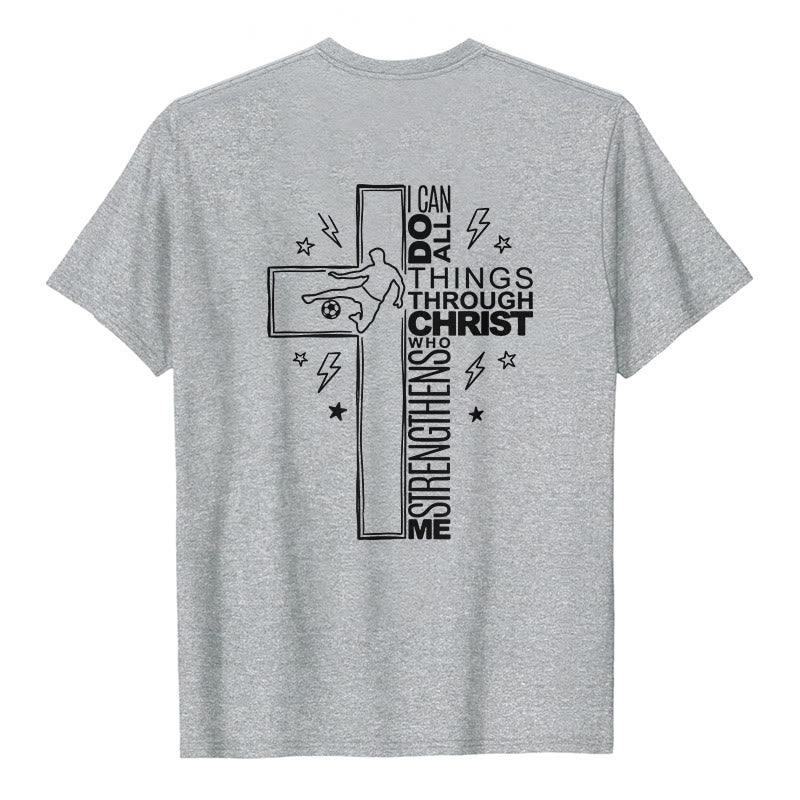 Christianartworkshop Philippians 4:13 Soccer Cross Premium Kurzarm-T-Shirt - image 2