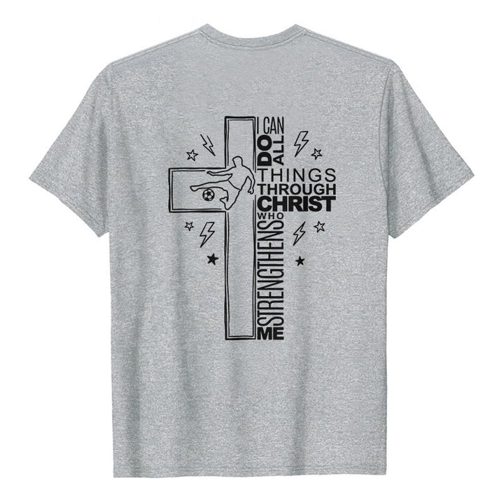 Christianartworkshop Philippians 4:13 Soccer Cross Premium Kurzarm-T-Shirt - image 2