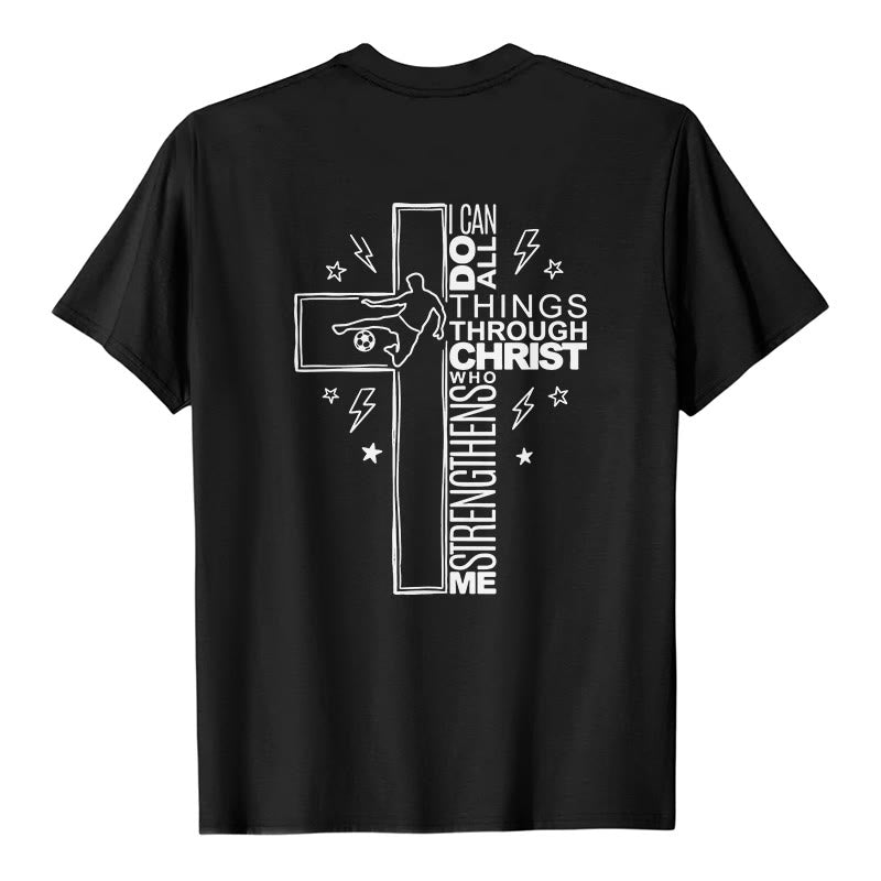 Christianartworkshop Philippians 4:13 Soccer Cross Premium Kurzarm-T-Shirt - image 5