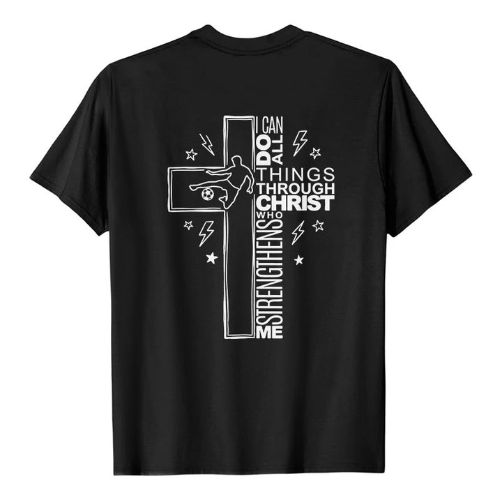 Christianartworkshop Philippians 4:13 Soccer Cross Premium Kurzarm-T-Shirt - image 5