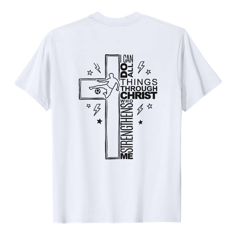 Christianartworkshop Philippians 4:13 Soccer Cross Premium Kurzarm-T-Shirt - image 8