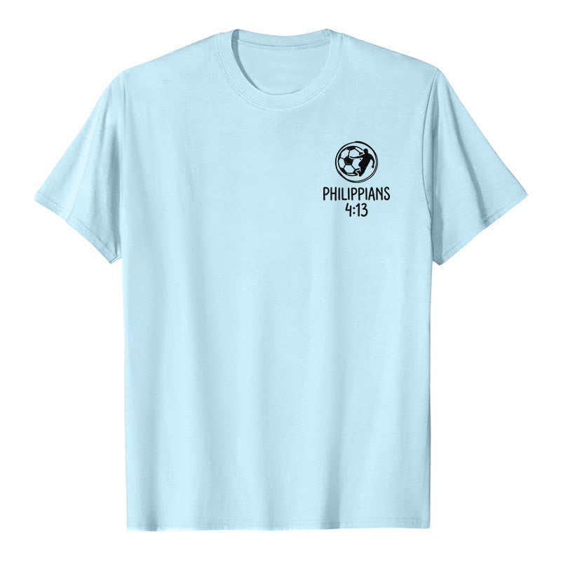 Christianartworkshop Philippians 4:13 Soccer Cross Premium Kurzarm-T-Shirt - image 22