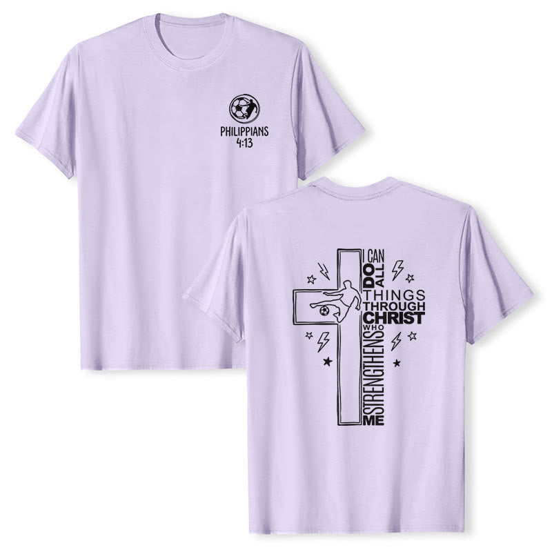 Christianartworkshop Philippians 4:13 Soccer Cross Premium Kurzarm-T-Shirt - Lila - 2XL - image 12