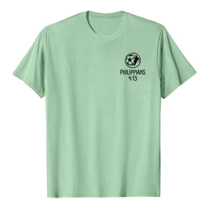 Christianartworkshop Philippians 4:13 Soccer Cross Premium Kurzarm-T-Shirt - image 16