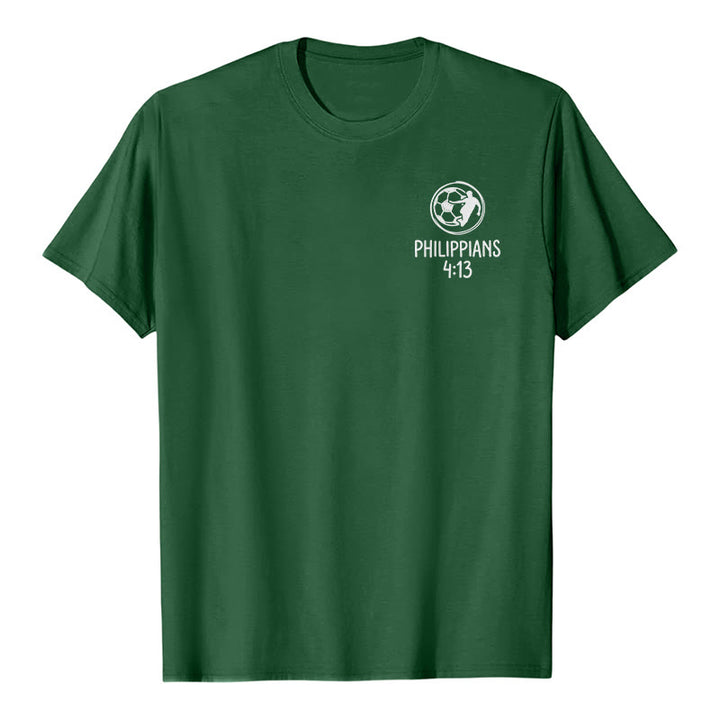 Christianartworkshop Philippians 4:13 Soccer Cross Premium Kurzarm-T-Shirt - image 19