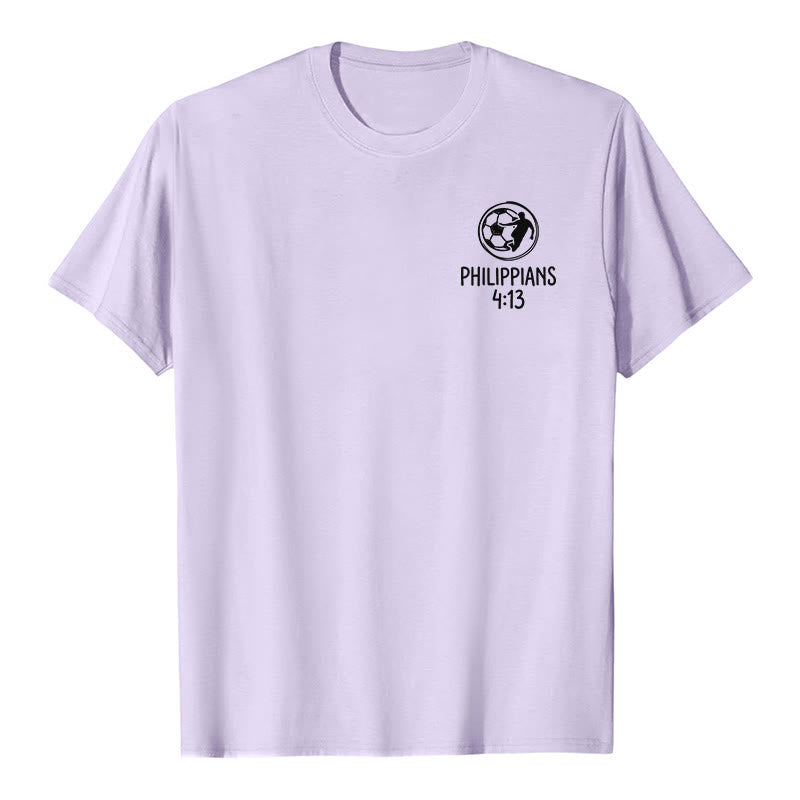 Christianartworkshop Philippians 4:13 Soccer Cross Premium Kurzarm-T-Shirt - image 13
