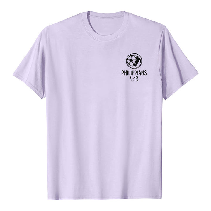 Christianartworkshop Philippians 4:13 Soccer Cross Premium Kurzarm-T-Shirt - image 13