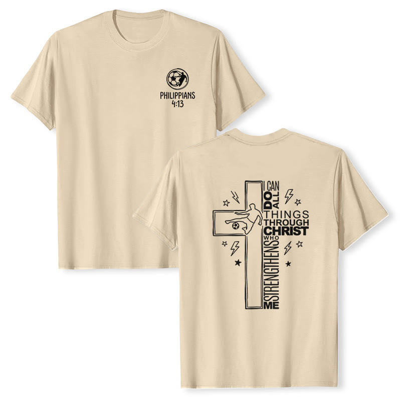 Christianartworkshop Philippians 4:13 Soccer Cross Premium Kurzarm-T-Shirt - Beige - 2XL - image 24