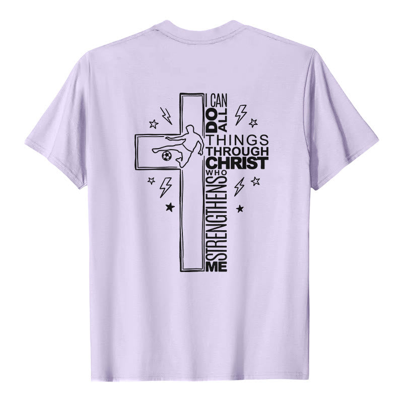 Christianartworkshop Philippians 4:13 Soccer Cross Premium Kurzarm-T-Shirt - image 14