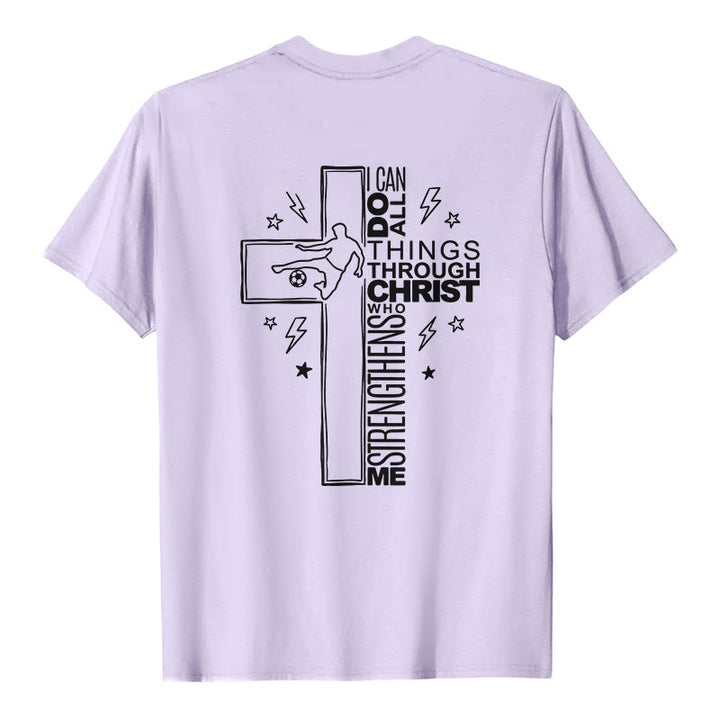 Christianartworkshop Philippians 4:13 Soccer Cross Premium Kurzarm-T-Shirt - image 14