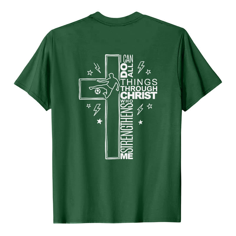Christianartworkshop Philippians 4:13 Soccer Cross Premium Kurzarm-T-Shirt - image 20
