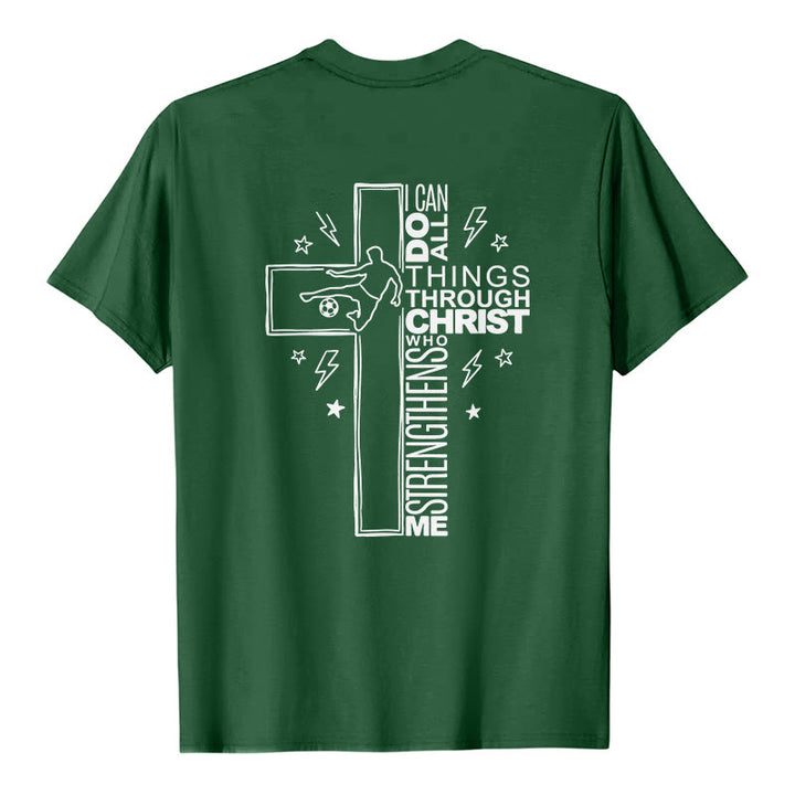 Christianartworkshop Philippians 4:13 Soccer Cross Premium Kurzarm-T-Shirt - image 20