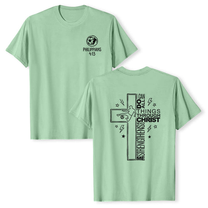 Christianartworkshop Philippians 4:13 Soccer Cross Premium Kurzarm-T-Shirt - Hellgrün - 2XL - image 15