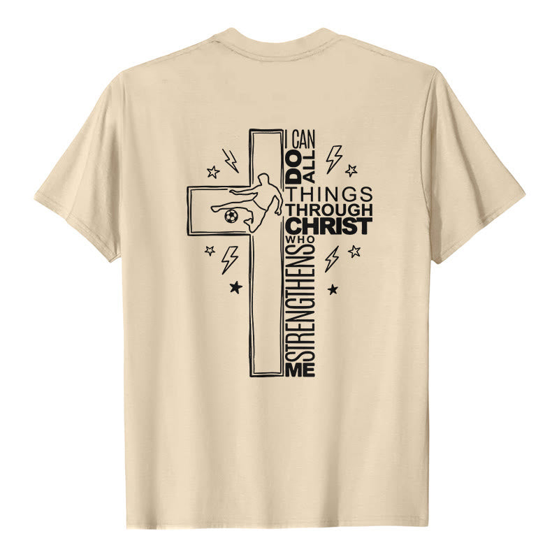 Christianartworkshop Philippians 4:13 Soccer Cross Premium Kurzarm-T-Shirt - image 26