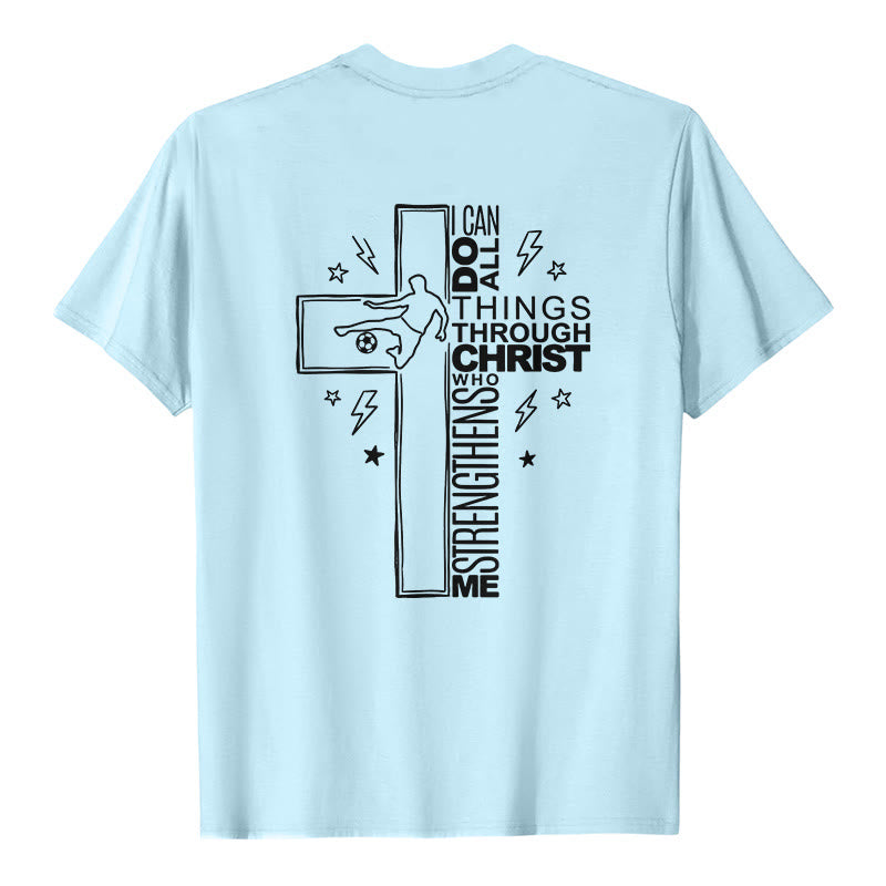 Christianartworkshop Philippians 4:13 Soccer Cross Premium Kurzarm-T-Shirt - image 23