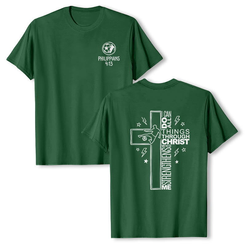 Christianartworkshop Philippians 4:13 Soccer Cross Premium Kurzarm-T-Shirt - Dunkelgrün - 2XL - image 18