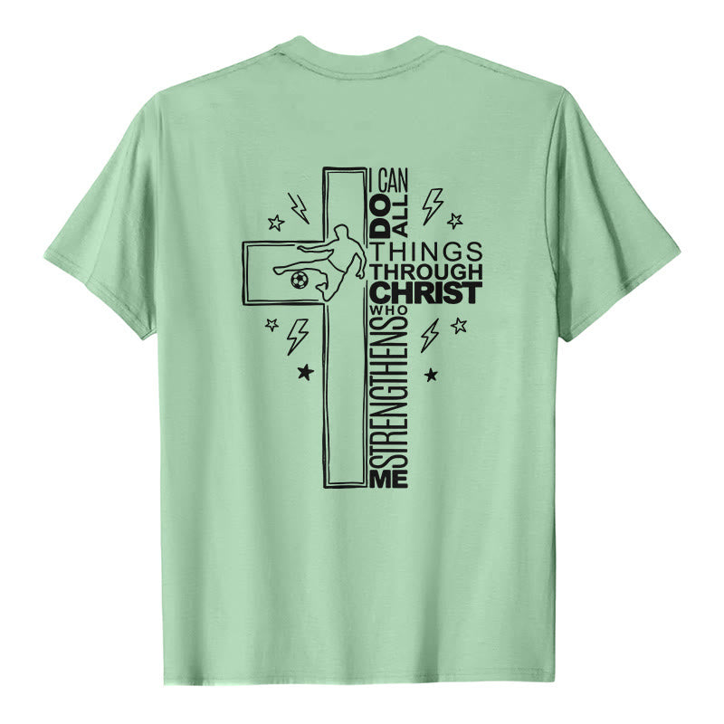 Christianartworkshop Philippians 4:13 Soccer Cross Premium Kurzarm-T-Shirt - image 17