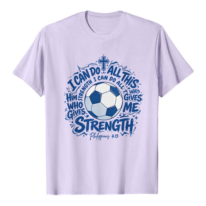 Christianartworkshop Durch Ihn, der mich stärkt – Premium-T-Shirt „Fußball & Glaube“ - Lila - 2XL - image 3