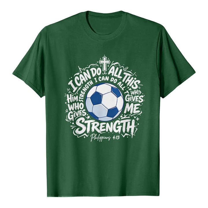Christianartworkshop Durch Ihn, der mich stärkt – Premium-T-Shirt „Fußball & Glaube“ - Dunkelgrün - 2XL - image 5