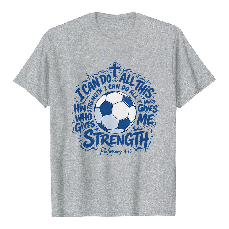 Christianartworkshop Durch Ihn, der mich stärkt – Premium-T-Shirt „Fußball & Glaube“ - Grau - 2XL - image 8