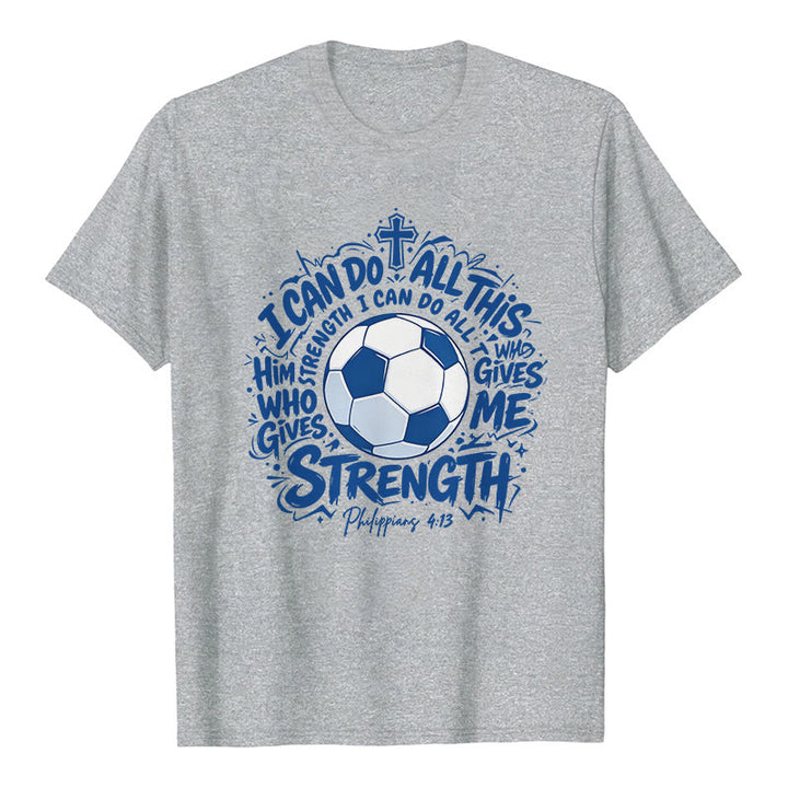 Christianartworkshop Durch Ihn, der mich stärkt – Premium-T-Shirt „Fußball & Glaube“ - Grau - 2XL - image 8