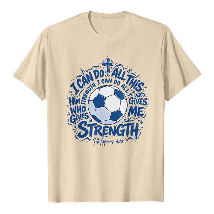 Christianartworkshop Durch Ihn, der mich stärkt – Premium-T-Shirt „Fußball & Glaube“ - Beige - 2XL - image 7
