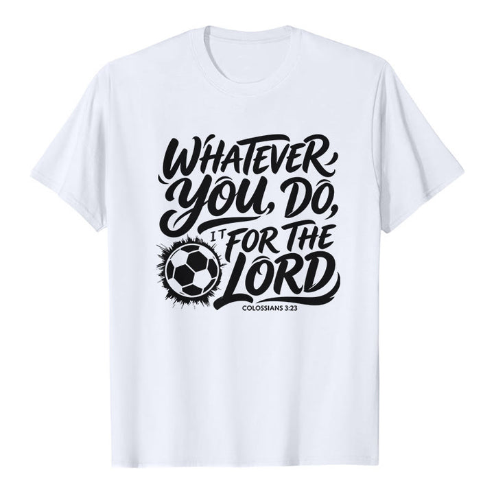 Christianartworkshop Was immer du tust, tu es für den Herrn – Premium-T-Shirt mit Fußballvers - Weiß - 2XL - image 0