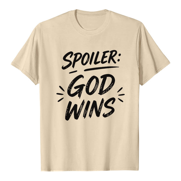 Christianartworkshop Spoiler: God Wins Premium Kurzarm-T-Shirt - Beige - 2XL - image 8
