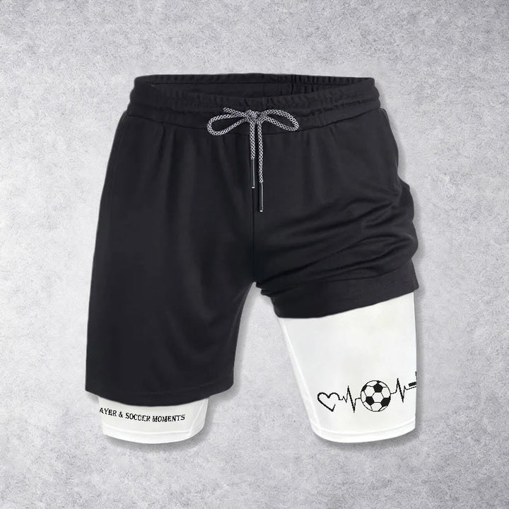 Christianartworkshop Soccer & Faith Heartbeat Cross Athletic Layered Shorts - Weiß - 3XL - image 0