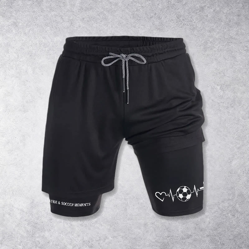 Christianartworkshop Soccer & Faith Heartbeat Cross Athletic Layered Shorts - Schwarz - 3XL - image 9