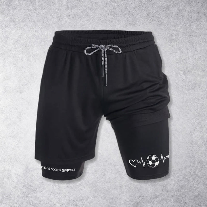 Christianartworkshop Soccer & Faith Heartbeat Cross Athletic Layered Shorts - Schwarz - 3XL - image 9