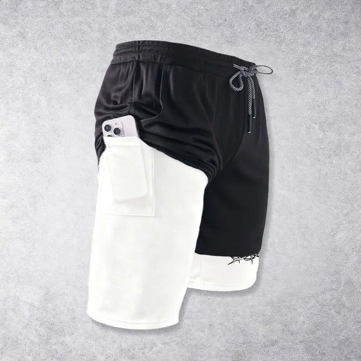 Christianartworkshop Jesus & Dornenkrone Kreuz Performance Layered Shorts - image 7