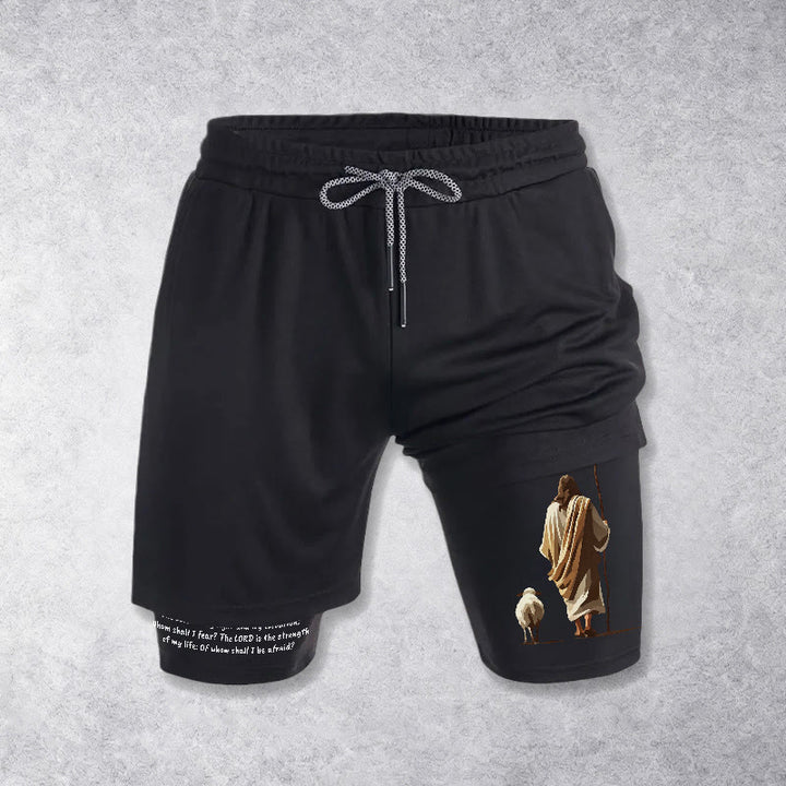 Christianartworkshop Jesus, der gute Hirte (Psalm 27,1) – Performance-Shorts mit mehreren Lagen - Schwarz - 3XL - image 9