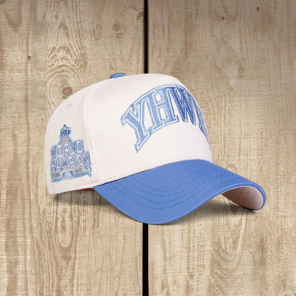 Christianartworkshop YHWH Weltmeister-Baseballkappe im Varsity-Stil - Himmelblau - image 4