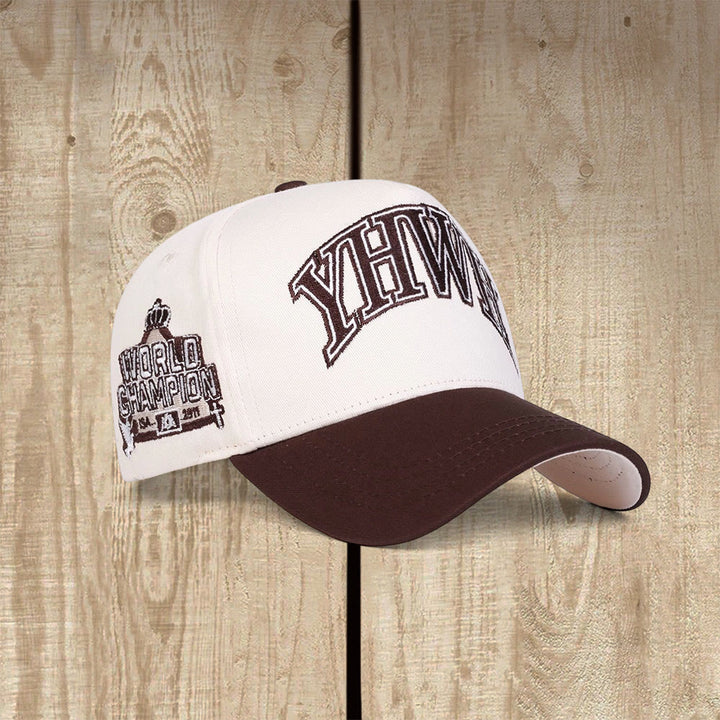 Christianartworkshop YHWH Weltmeister-Baseballkappe im Varsity-Stil - Braun - image 6