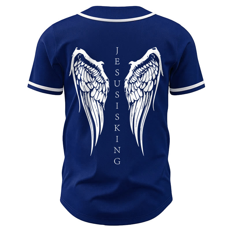 Christianartworkshop Jesus ist König Engelsflügel Kreuz Glaubensbekenntnis Individuelles Baseballtrikot - image 13