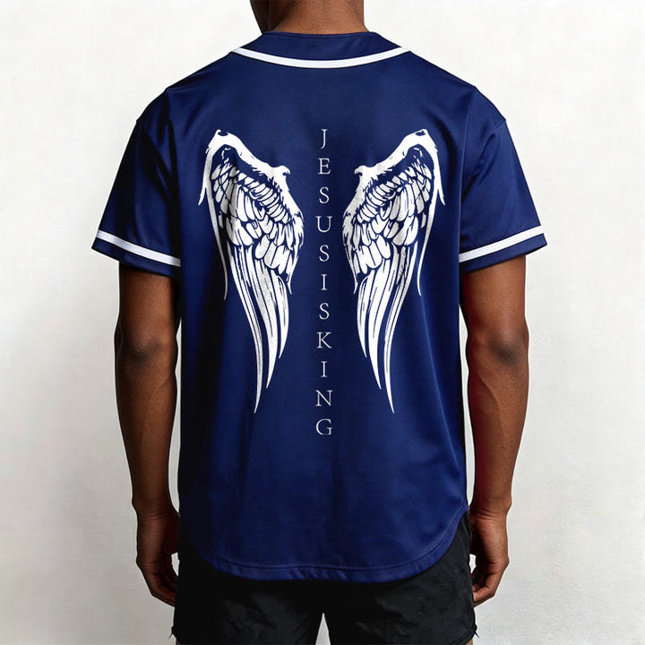 Christianartworkshop Jesus ist König – Engelsflügel – Kreuz – Glaubensbekenntnis – Individuelles Baseballtrikot - image 11