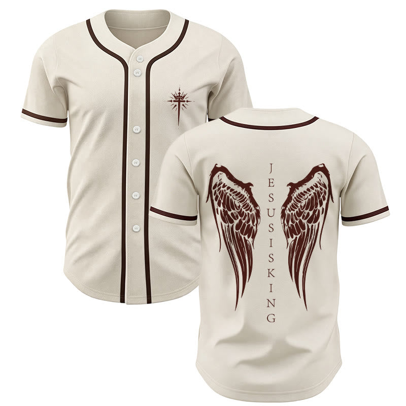 Christianartworkshop Jesus ist König – Engelsflügel – Kreuz – Glaubensbekenntnis – Individuelles Baseballtrikot - Aprikose - 5XL - image 14