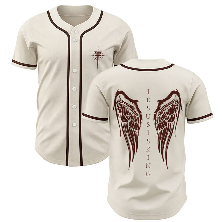 Christianartworkshop Jesus ist König Engelsflügel Kreuz Glaubensbekenntnis Individuelles Baseballtrikot - Aprikose - 5XL - image 14