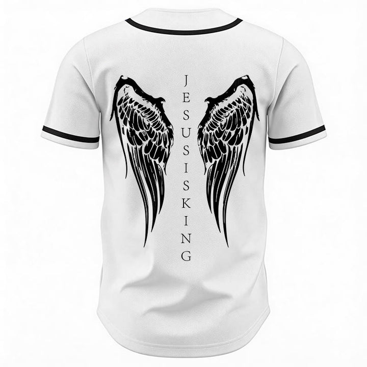 Christianartworkshop Jesus ist König – Engelsflügel – Kreuz – Glaubensbekenntnis – Individuelles Baseballtrikot - image 27