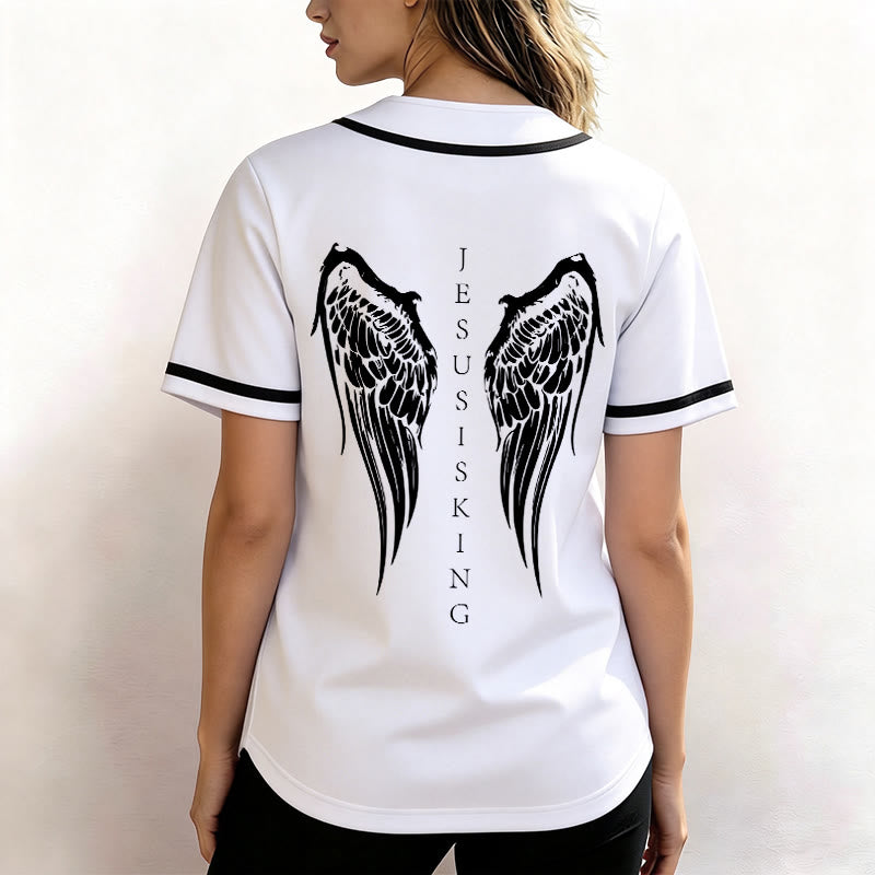 Christianartworkshop Jesus ist König – Engelsflügel – Kreuz – Glaubensbekenntnis – Individuelles Baseballtrikot - image 26