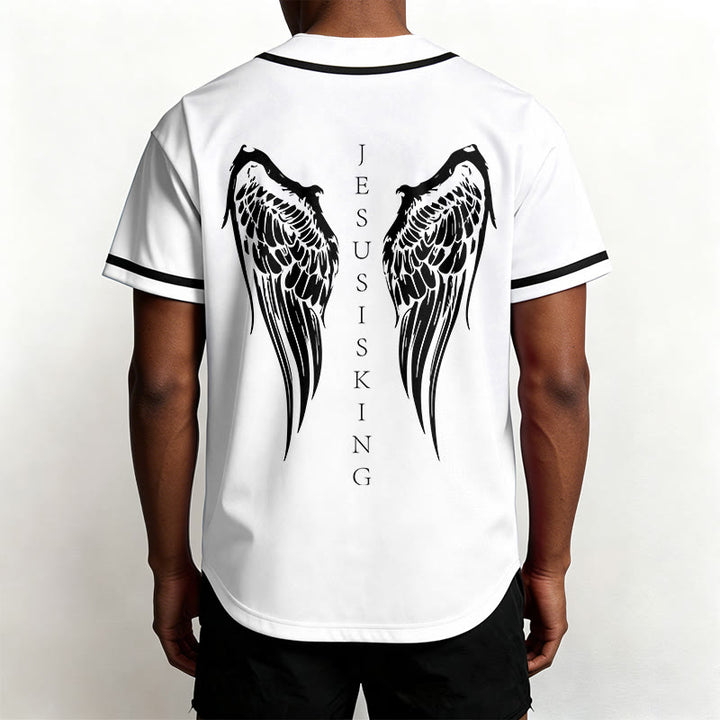 Christianartworkshop Jesus ist König Engelsflügel Kreuz Glaubensbekenntnis Individuelles Baseballtrikot - image 25