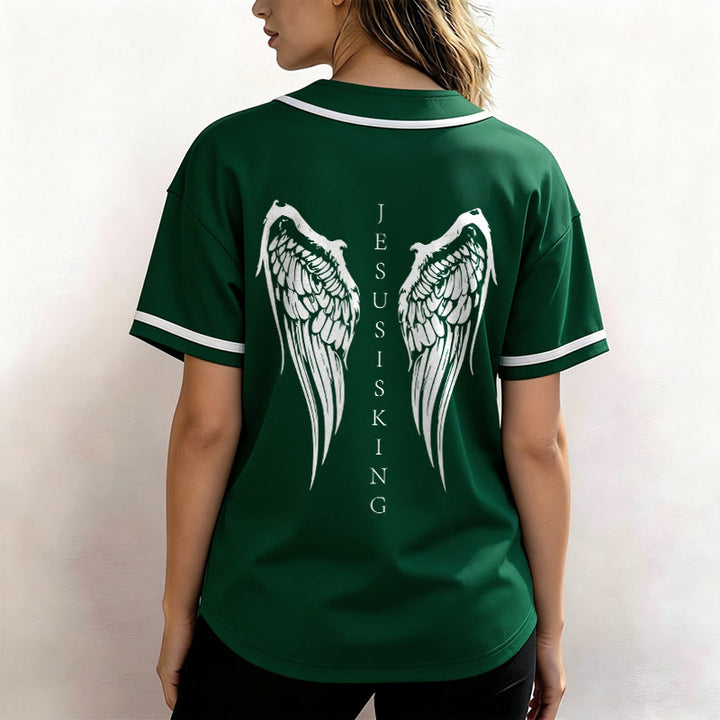 Christianartworkshop Jesus ist König – Engelsflügel – Kreuz – Glaubensbekenntnis – Individuelles Baseballtrikot - image 54
