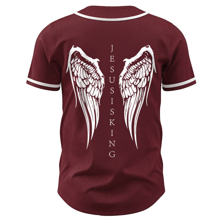 Christianartworkshop Jesus ist König Engelsflügel Kreuz Glaubensbekenntnis Individuelles Baseballtrikot - image 41
